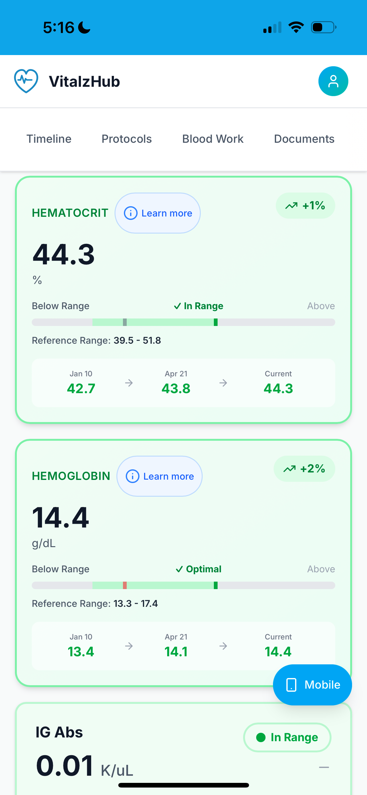 VitalzHub home screen